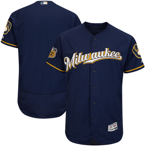 2017 MLB Milwaukee Brewers Blank Blue Jerseys->miami marlins->MLB Jersey